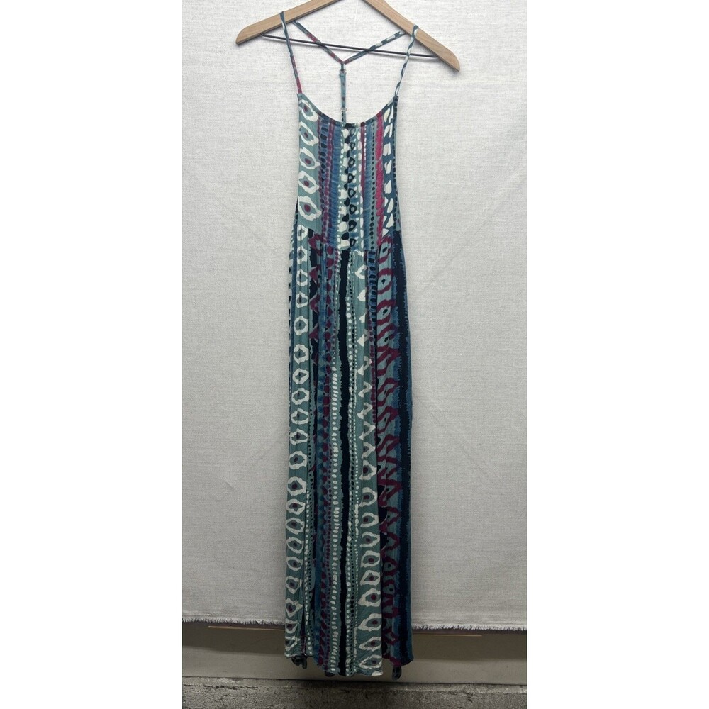Somedays Lovin Women's S Liar Liar Blue Multi Geometric Print Halter Maxi Dress